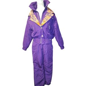 VTG Womens Fera Skiwear Purple Ski Suit Set Jacket Size 8 & Pants Size 10